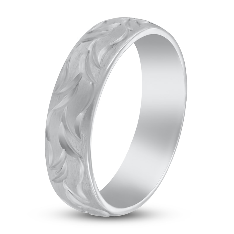 Main Image 2 of Men's Scroll Wedding Band 14K White Gold 7mm