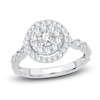 Thumbnail Image 1 of Diamond Double Halo Engagement Ring 3/4 ct tw 14K White Gold