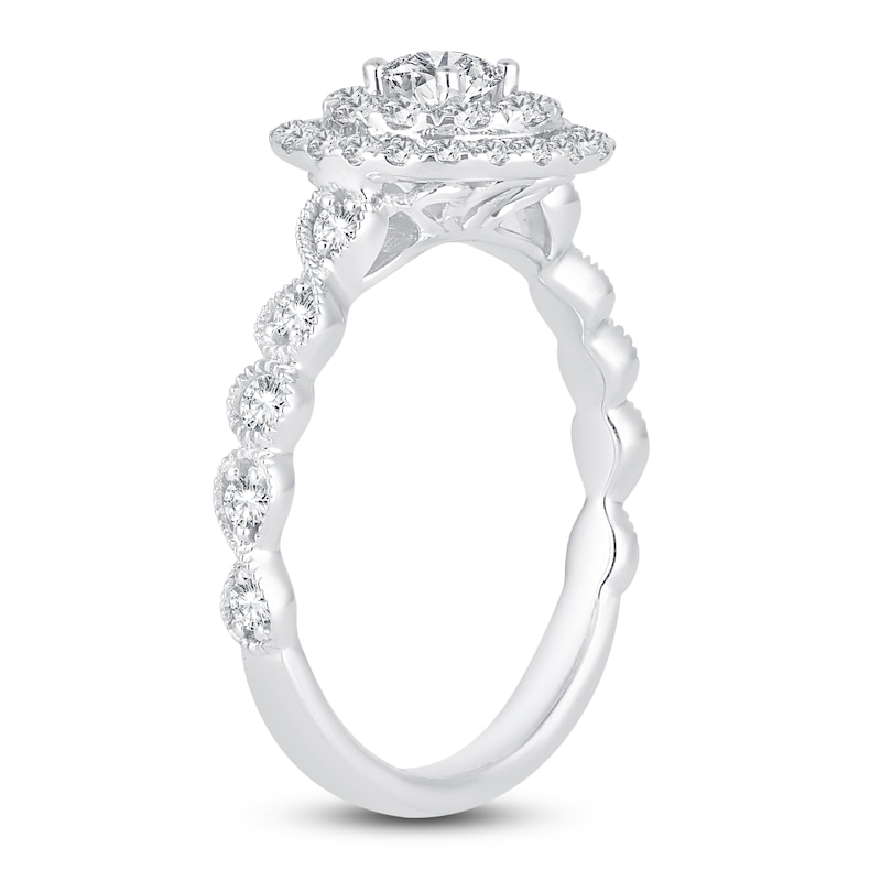 Main Image 2 of Diamond Double Halo Engagement Ring 3/4 ct tw 14K White Gold