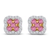 Thumbnail Image 0 of Kallati Round-Cut Natural Pink Sapphire & Diamond Clover Stud Earrings 14K Yellow Gold