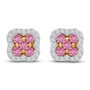 Thumbnail Image 1 of Kallati Round-Cut Natural Pink Sapphire & Diamond Clover Stud Earrings 14K Yellow Gold