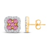 Thumbnail Image 1 of Kallati Round-Cut Natural Pink Sapphire & Diamond Clover Stud Earrings 14K Yellow Gold