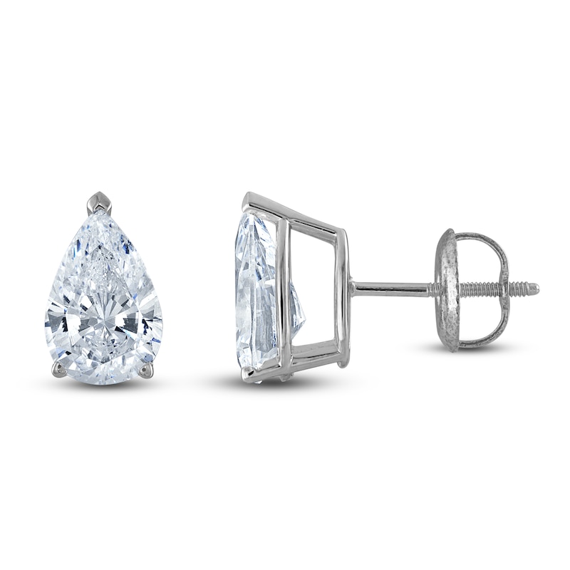 Main Image 1 of Pear-Shaped Lab-Grown Diamond Solitaire Stud Earrings 4 ct tw 14K White Gold (F/SI2)