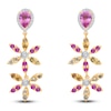 Thumbnail Image 1 of Kallati Natural Pink, Purple, Yellow & Orange Sapphire Flower Drop Earrings 1/3 ct tw Diamonds 14K Yellow Gold