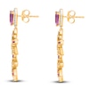Thumbnail Image 2 of Kallati Natural Pink, Purple, Yellow & Orange Sapphire Flower Drop Earrings 1/3 ct tw Diamonds 14K Yellow Gold