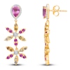 Thumbnail Image 3 of Kallati Natural Pink, Purple, Yellow & Orange Sapphire Flower Drop Earrings 1/3 ct tw Diamonds 14K Yellow Gold