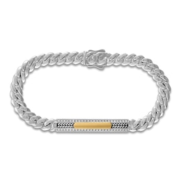 1933 by Esquire Men's Diamond Curb Chain ID Bracelet 1/4 ct tw 10K Yellow Gold & Sterling Silver 8.5"