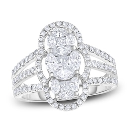 Multi-Diamond Scalloped Ring 1-1/3 ct tw 14K White Gold