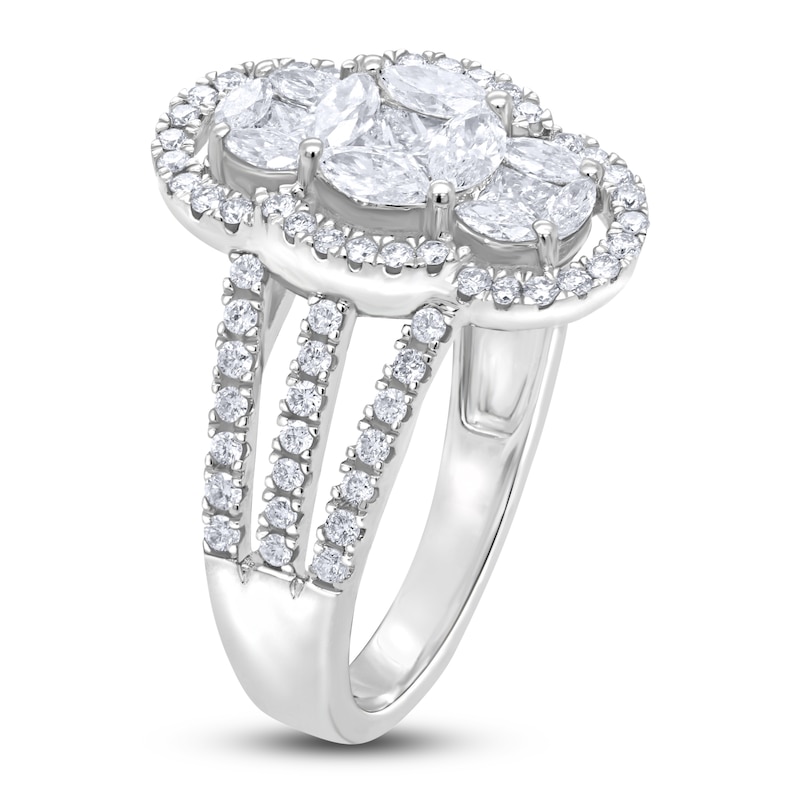 Main Image 2 of Multi-Diamond Scalloped Ring 1-1/3 ct tw 14K White Gold