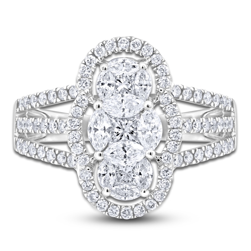Main Image 3 of Multi-Diamond Scalloped Ring 1-1/3 ct tw 14K White Gold