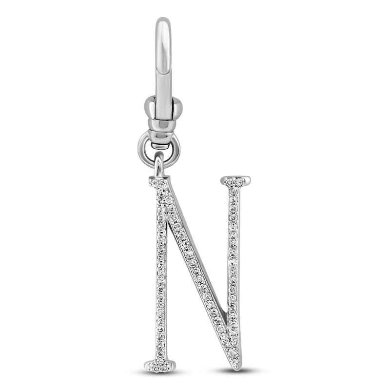 Charm'd by Lulu Frost Diamond Letter N Charm 1/8 ct tw Pavé Round 10K White Gold