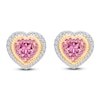 Thumbnail Image 0 of Kallati Heart-Shaped Natural Pink Sapphire & Diamond Stud Earrings 1/3 ct tw 14K Yellow Gold
