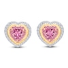Thumbnail Image 1 of Kallati Heart-Shaped Natural Pink Sapphire & Diamond Stud Earrings 1/3 ct tw 14K Yellow Gold