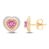 Thumbnail Image 2 of Kallati Heart-Shaped Natural Pink Sapphire & Diamond Stud Earrings 1/3 ct tw 14K Yellow Gold