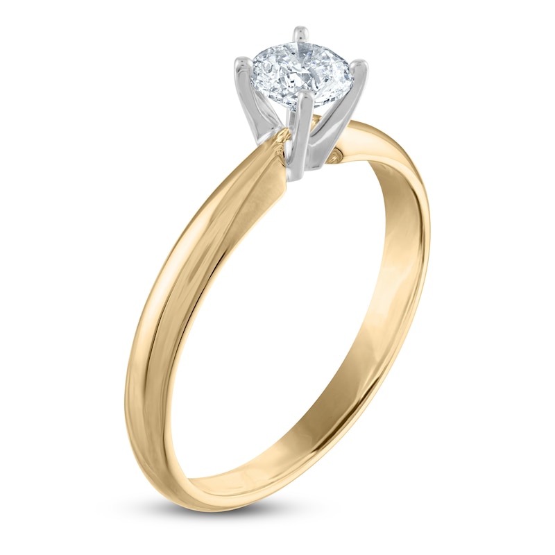 Main Image 2 of Certified Round Diamond Solitaire Engagement Ring 1/2 ct tw 14K Yellow Gold (I/I1)