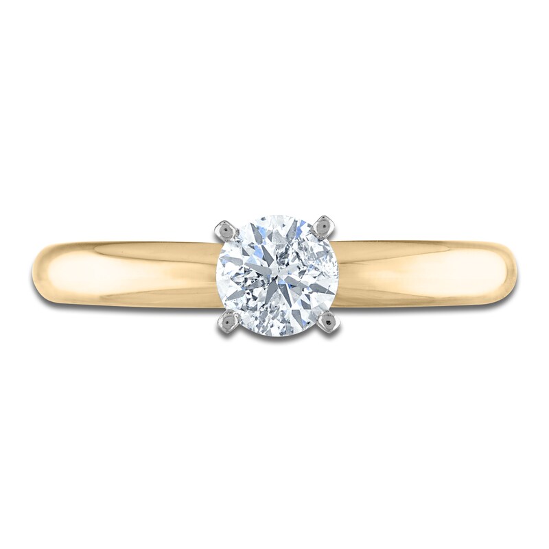 Main Image 3 of Certified Round Diamond Solitaire Engagement Ring 1/2 ct tw 14K Yellow Gold (I/I1)