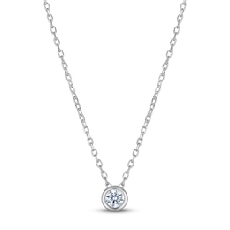 Certified Diamond Solitaire Necklace 1/10 ct tw 14K White Gold (I/I1) 18"