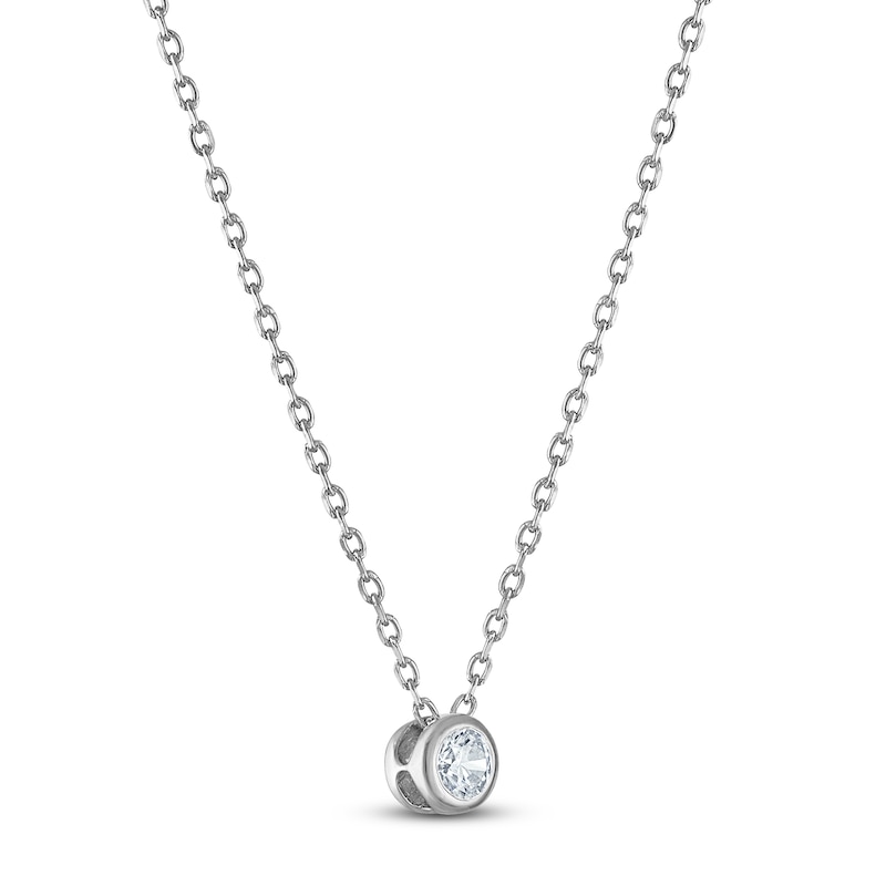 Main Image 2 of Certified Diamond Solitaire Necklace 1/10 ct tw 14K White Gold (I/I1) 18"