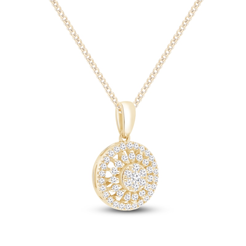 Main Image 2 of Multi-Diamond Open Halo Necklace 1/4 ct tw 10K Yellow Gold 19"