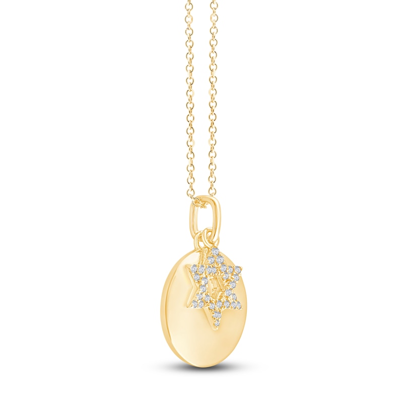 Main Image 2 of Children's Diamond Star of David Disc Charm Necklace 1/15 ct tw 14K Yellow Gold 13"