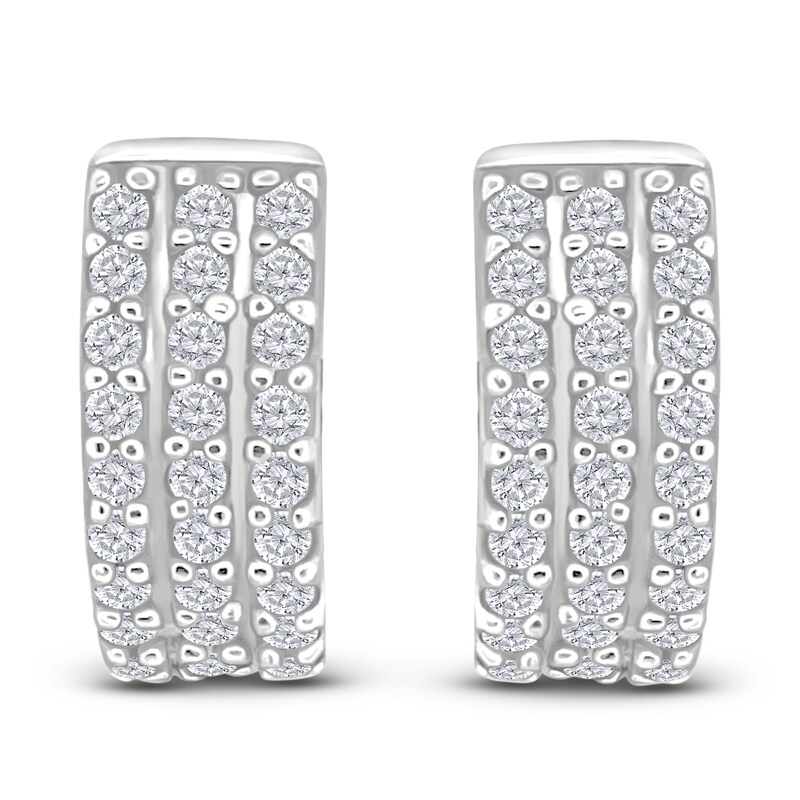 Main Image 1 of Diamond Three-Row Hoop Earrings 1/2 ct tw 14K White Gold