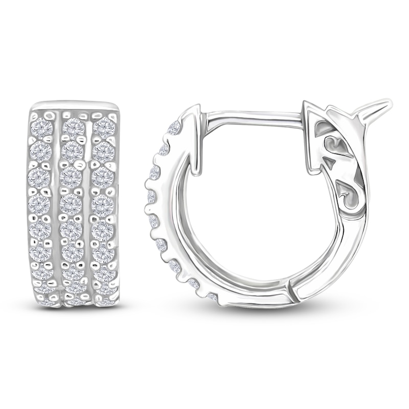 Main Image 2 of Diamond Three-Row Hoop Earrings 1/2 ct tw 14K White Gold