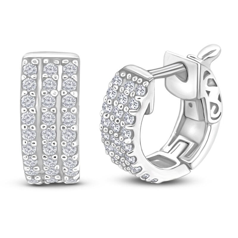 Main Image 3 of Diamond Three-Row Hoop Earrings 1/2 ct tw 14K White Gold