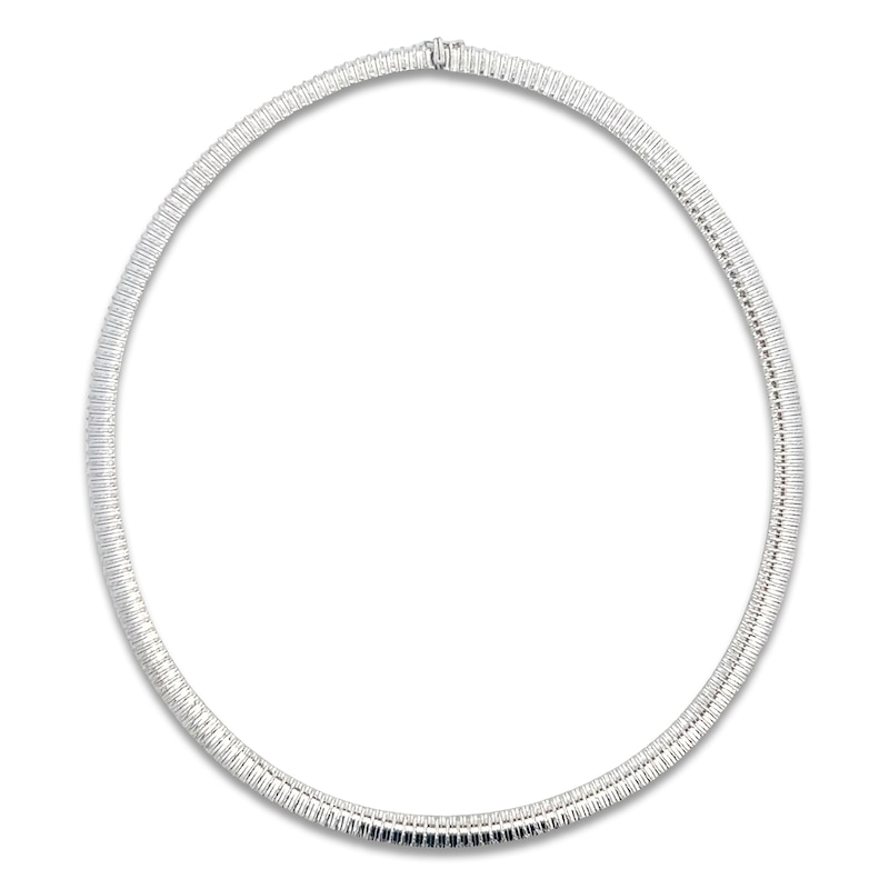 Main Image 1 of Italia D'Oro Diamond-Cut Cleopatra Necklace 14K White Gold 17"