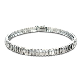 Italia D'Oro Diamond-Cut Domed Cleopatra Bracelet 14K White Gold 7"