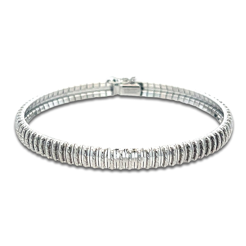 Main Image 1 of Italia D'Oro Diamond-Cut Domed Cleopatra Bracelet 14K White Gold 7"