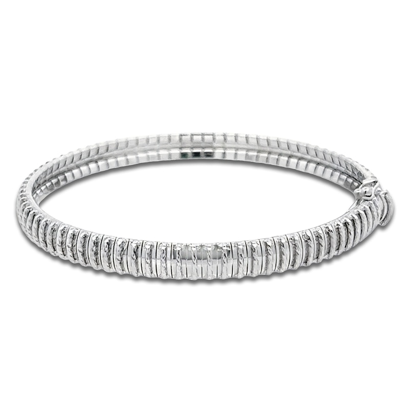 Main Image 2 of Italia D'Oro Diamond-Cut Domed Cleopatra Bracelet 14K White Gold 7"