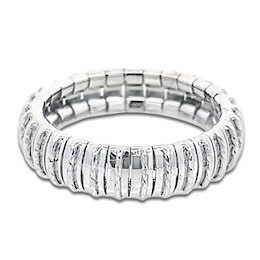 Italia D'Oro Diamond-Cut Domed Cleopatra Ring 14K White Gold