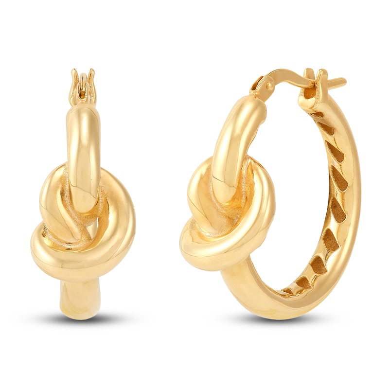 Main Image 1 of Knot Hoop Earrings 10K Yellow Gold