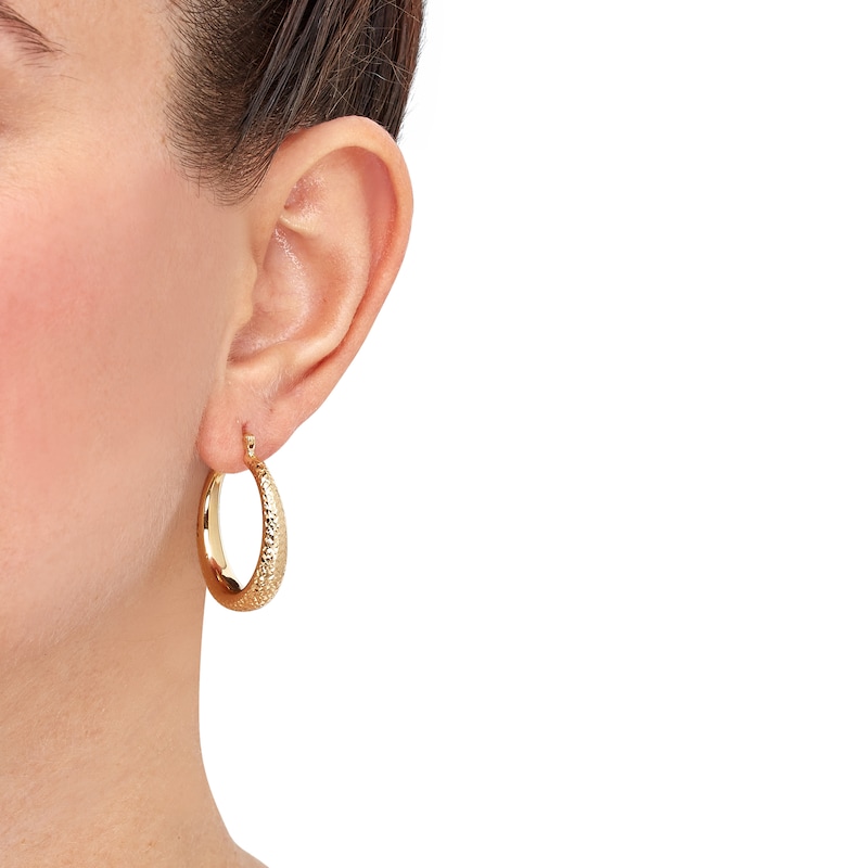 Main Image 2 of Diamond-Cut Tapered Hoop Earrings 10K Yellow Gold 31mm