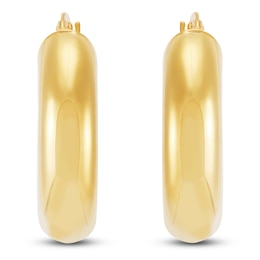 Tube Hoop Earrings 10K Yellow Gold 10mm