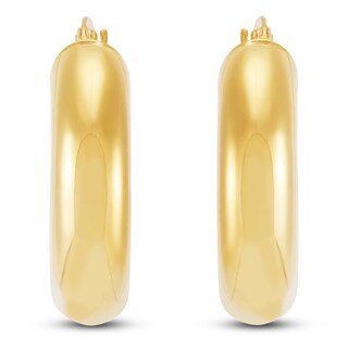 Tube Hoop Earrings 10K Yellow Gold 10mm