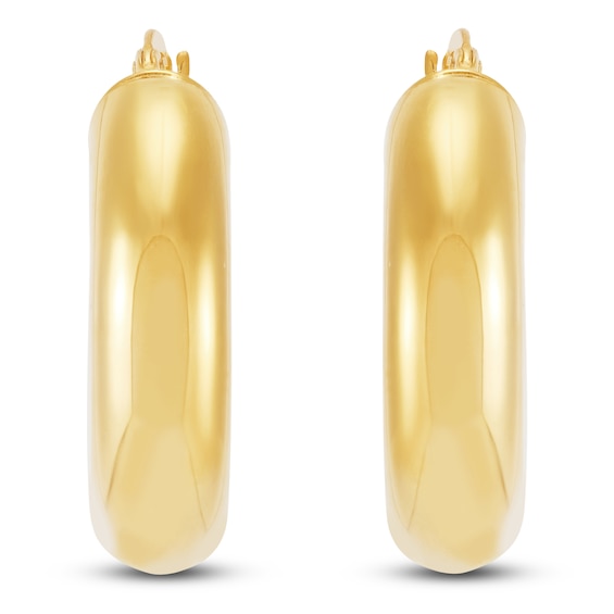 Tube Hoop Earrings 10K Yellow Gold 10mm