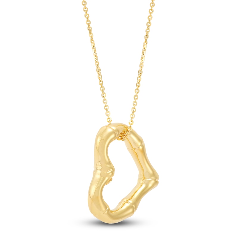 Main Image 2 of Italia D'Oro Bamboo Heart Necklace 14K Yellow Gold 18"