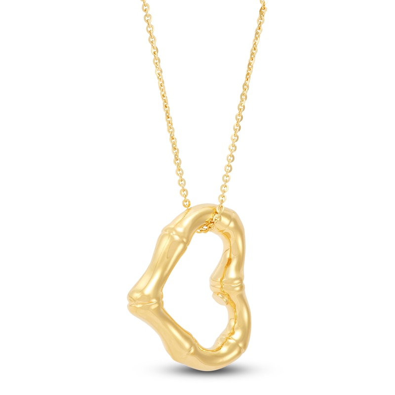 Main Image 4 of Italia D'Oro Bamboo Heart Necklace 14K Yellow Gold 18"
