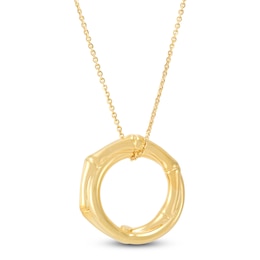 Italia D'Oro Bamboo Circle Necklace 14K Yellow Gold 18"