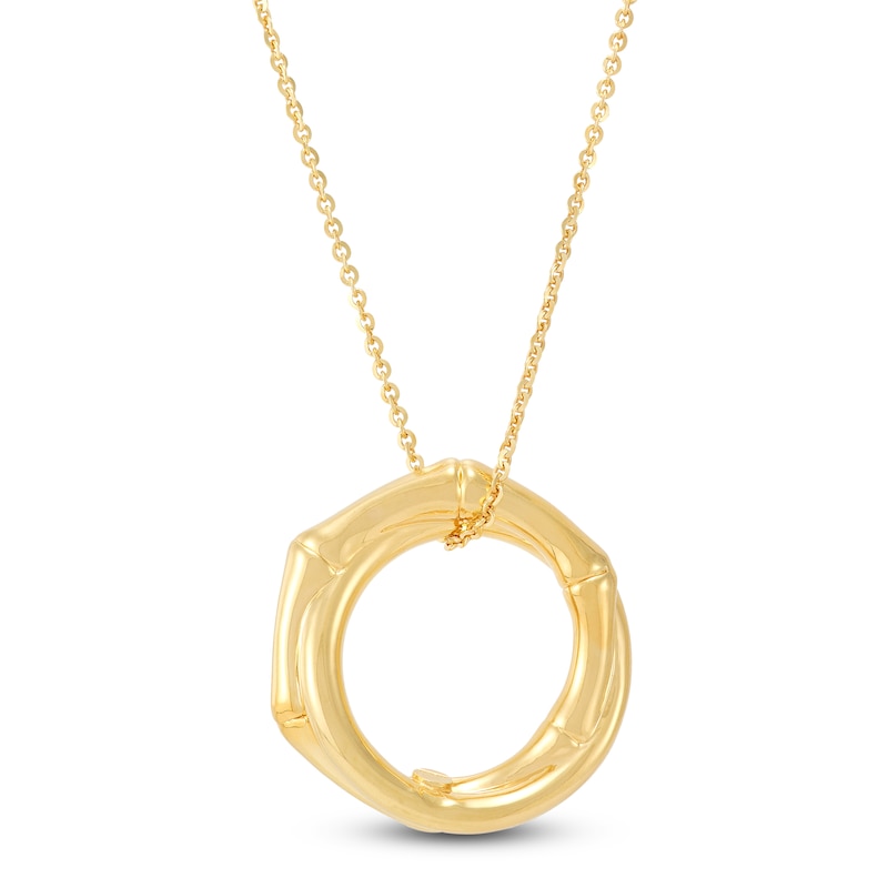 Main Image 1 of Italia D'Oro Bamboo Circle Necklace 14K Yellow Gold 18"