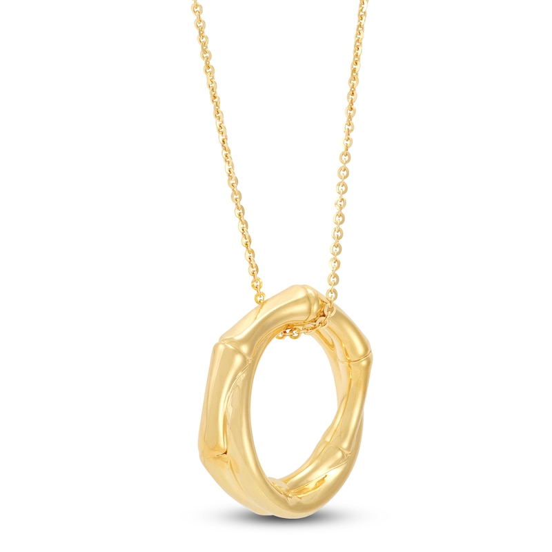 Main Image 2 of Italia D'Oro Bamboo Circle Necklace 14K Yellow Gold 18"