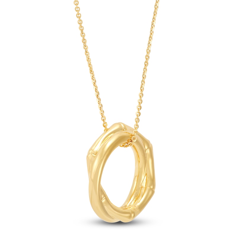 Main Image 4 of Italia D'Oro Bamboo Circle Necklace 14K Yellow Gold 18"