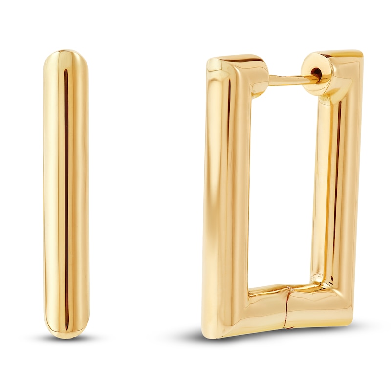 Main Image 1 of Rectangle Huggie Hoop Earrings 10K Yellow Gold 20 x 25mm