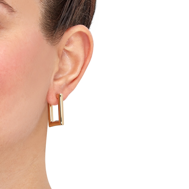 Main Image 2 of Rectangle Huggie Hoop Earrings 10K Yellow Gold 20 x 25mm