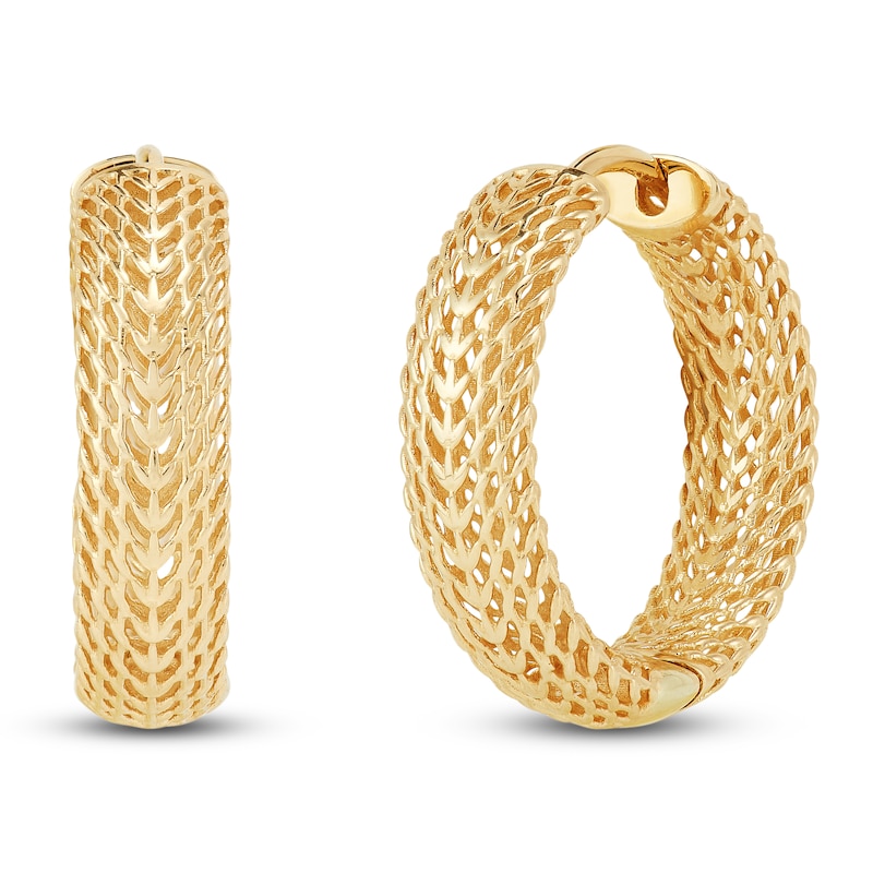 Main Image 2 of Mesh Huggie Hoop Earrings 14K Yellow Gold