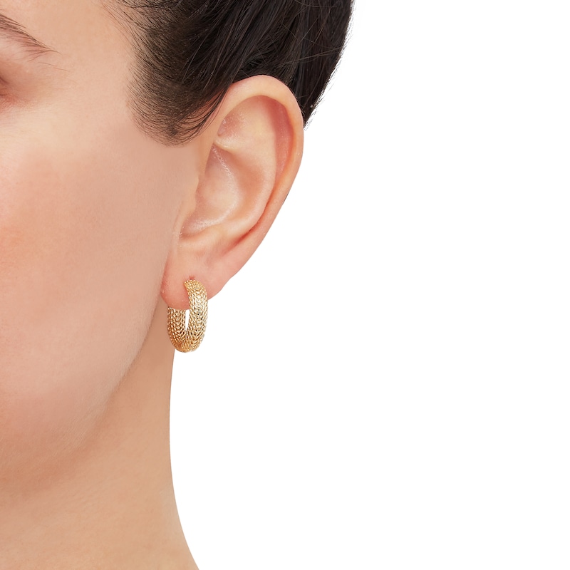 Main Image 3 of Mesh Huggie Hoop Earrings 14K Yellow Gold