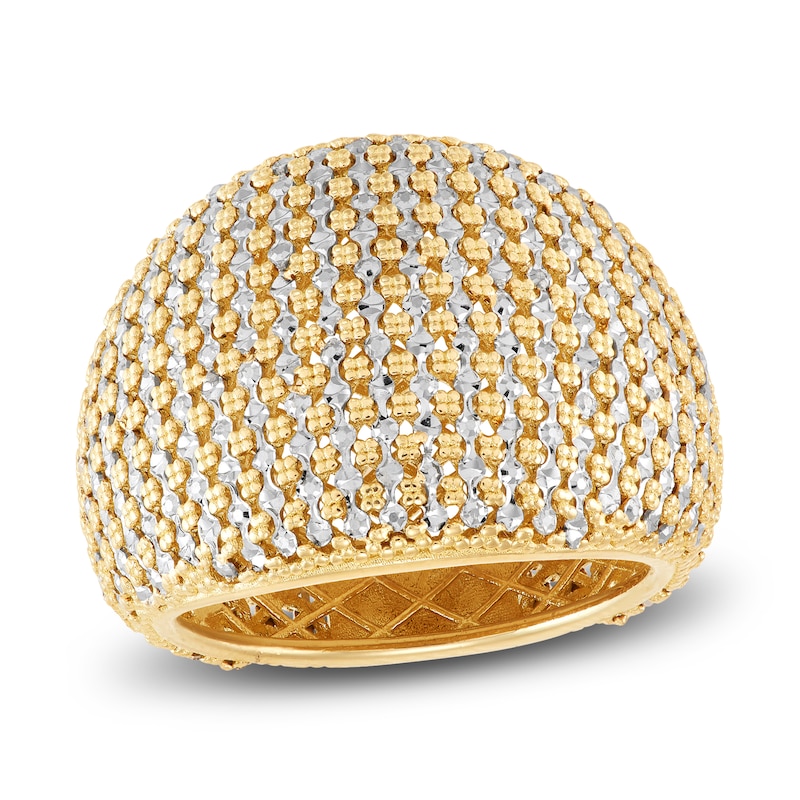 Main Image 1 of Italia D'Oro Diamond-Cut Domed Ring 14K Two-Tone Gold