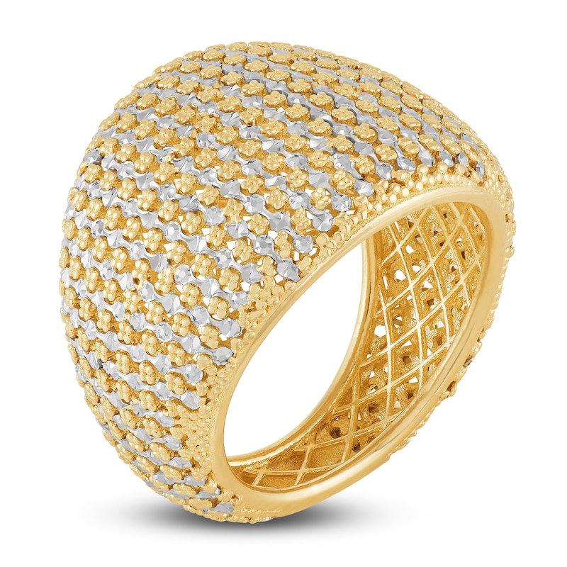 Main Image 2 of Italia D'Oro Diamond-Cut Domed Ring 14K Two-Tone Gold