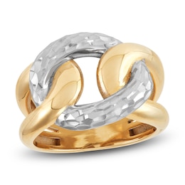 Italia D'Oro Diamond-Cut Chain Link Ring 14K Two-Tone Gold